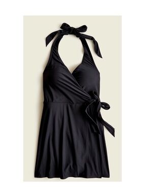 Black Halter Wrap Swimdress